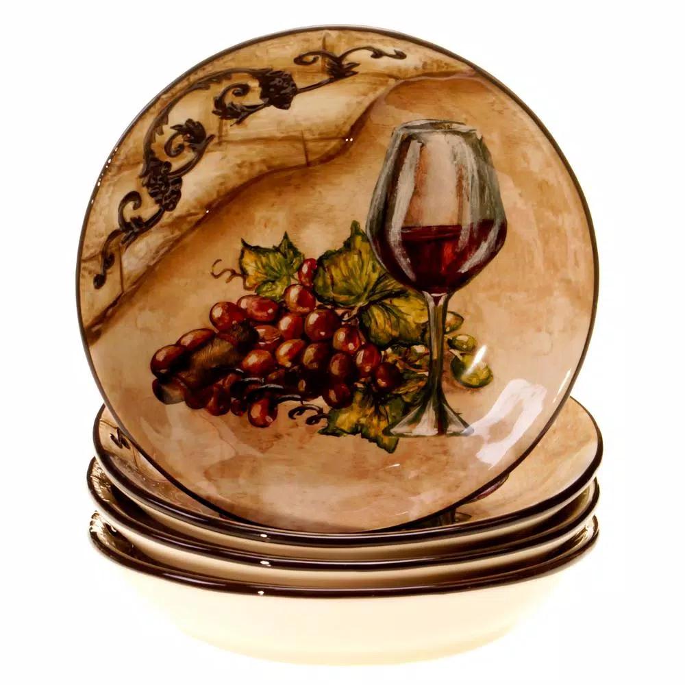 Certified International Tuscan View Collection Beige Salad and Pasta Bowls, Set of 4