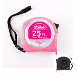 Apollo Tools 25.5 ft. Tape Measure, Pink Nylon-Coated Steel Blade with Belt Clip thumbnail 3