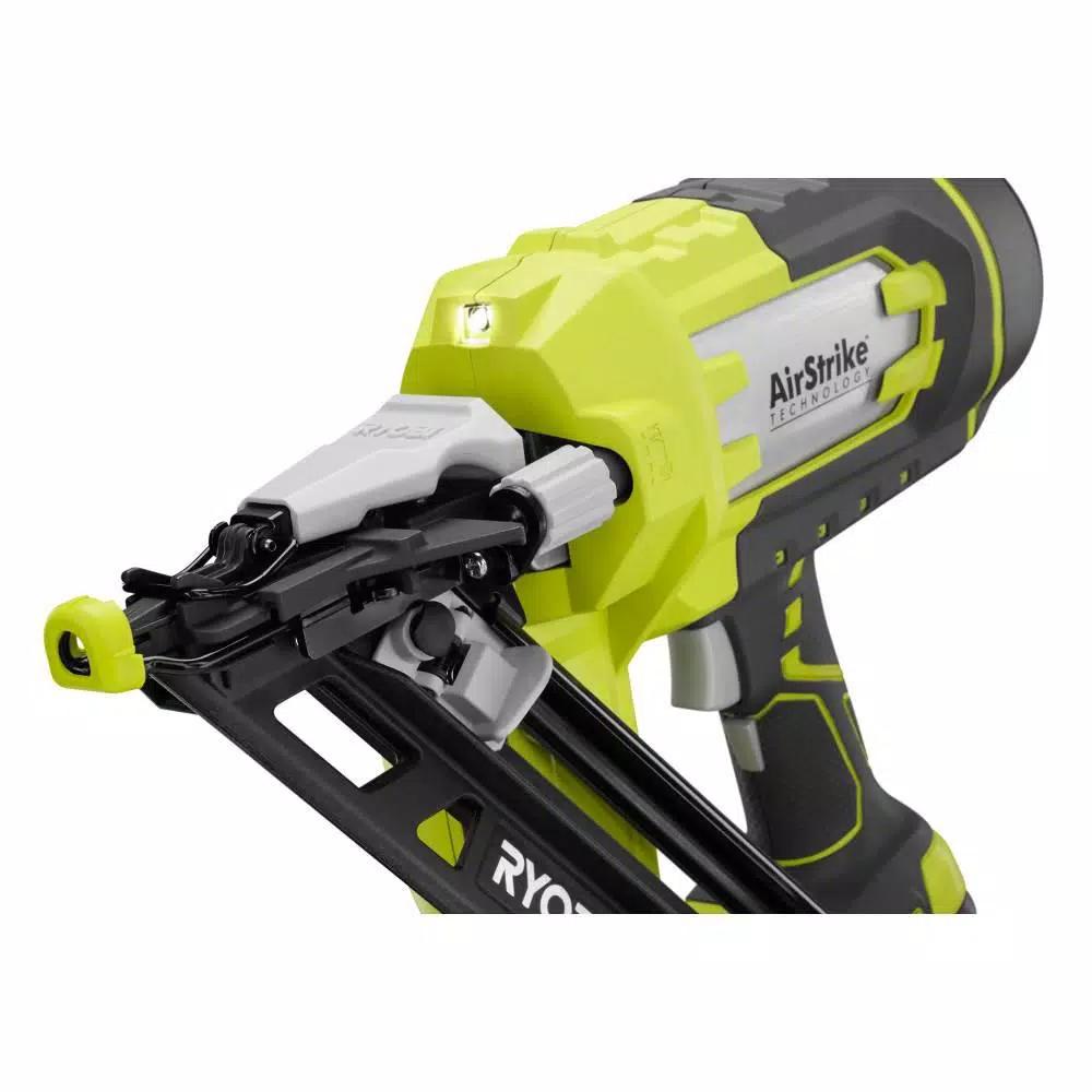 RYOBI 18V ONE+ 15-Gauge Angled Cordless AirStrike Finish Nailer Kit with 2.0 Ah Battery and Charger