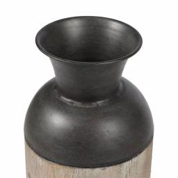 Winsome House 2-Piece Handcrafted Iron and Wood Vase Set, Rustic Dark Brown and Natural Wood Table Vases thumbnail 3