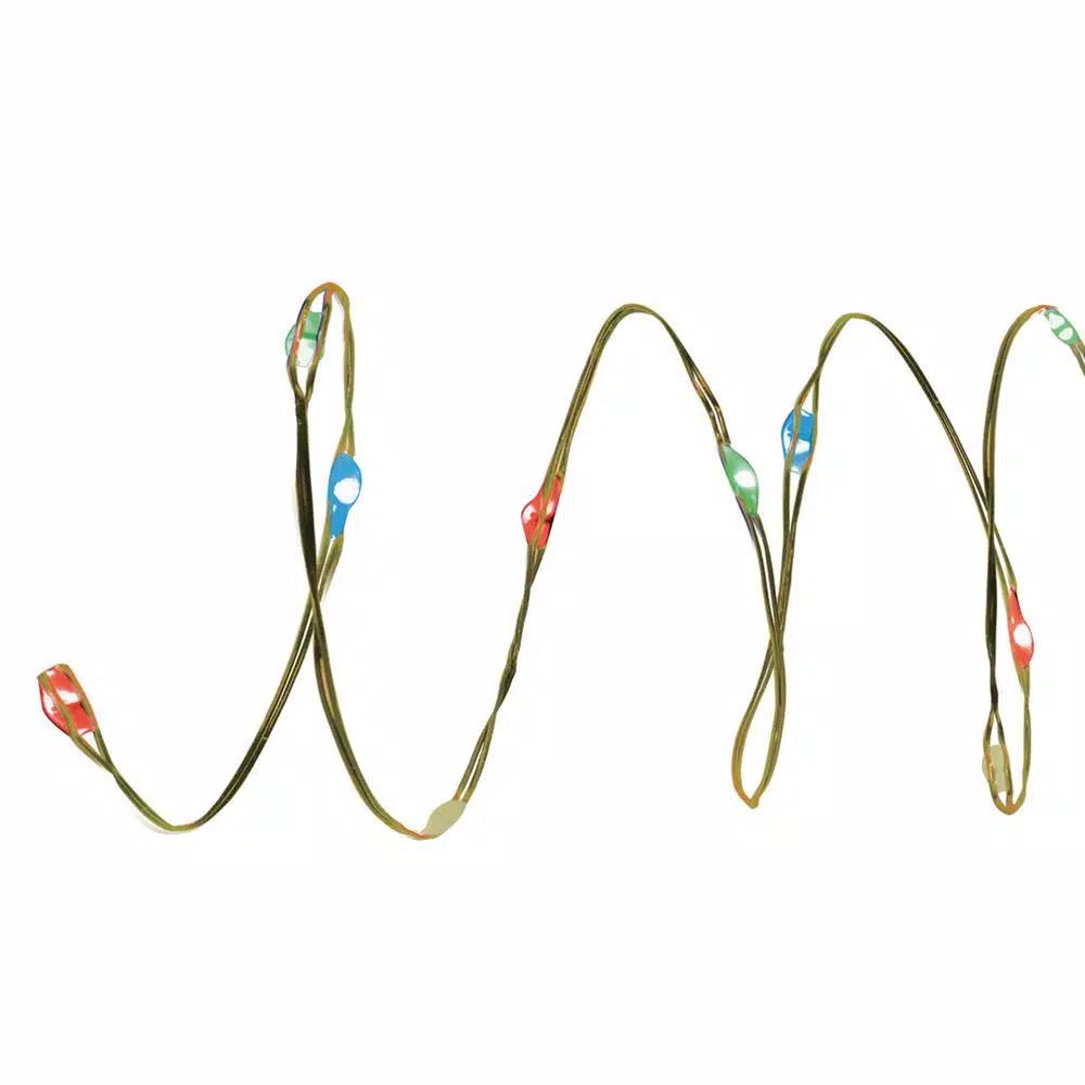 Brite Star 60-Light Rainbow Multi-Color LED Fairy String Lights with Silver Wire, 20.5 ft.