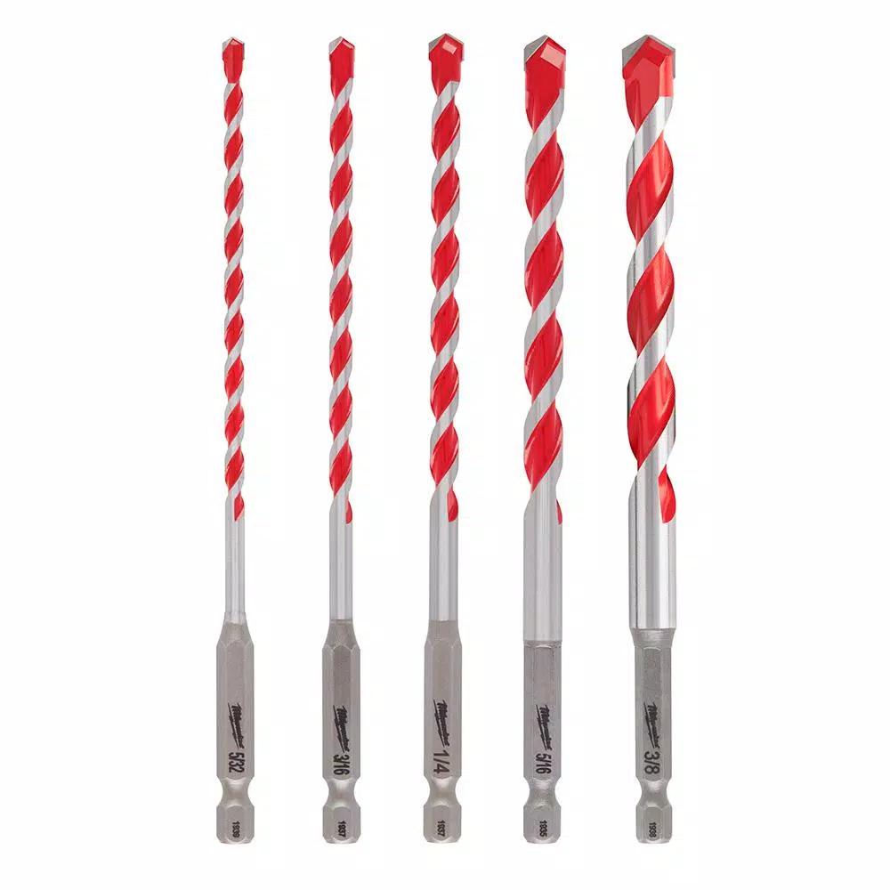 Milwaukee SHOCKWAVE Carbide Hammer Drill Bit Set, 5-Piece Masonry Bit Kit