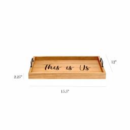 Elegant Designs Natural Wood Decorative Serving Tray with Black Metal Handles -  thumbnail 2