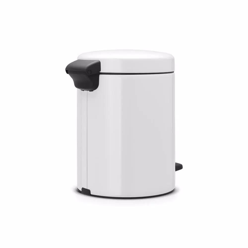 Brabantia Icon 1.3 Gal. White Steel Step-On Trash Can with Soft-Close Lid