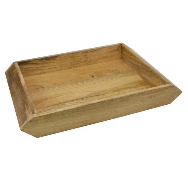 Stonebriar Collection Stonebriar Rustic Mango Wood Square Serving Tray with Handles