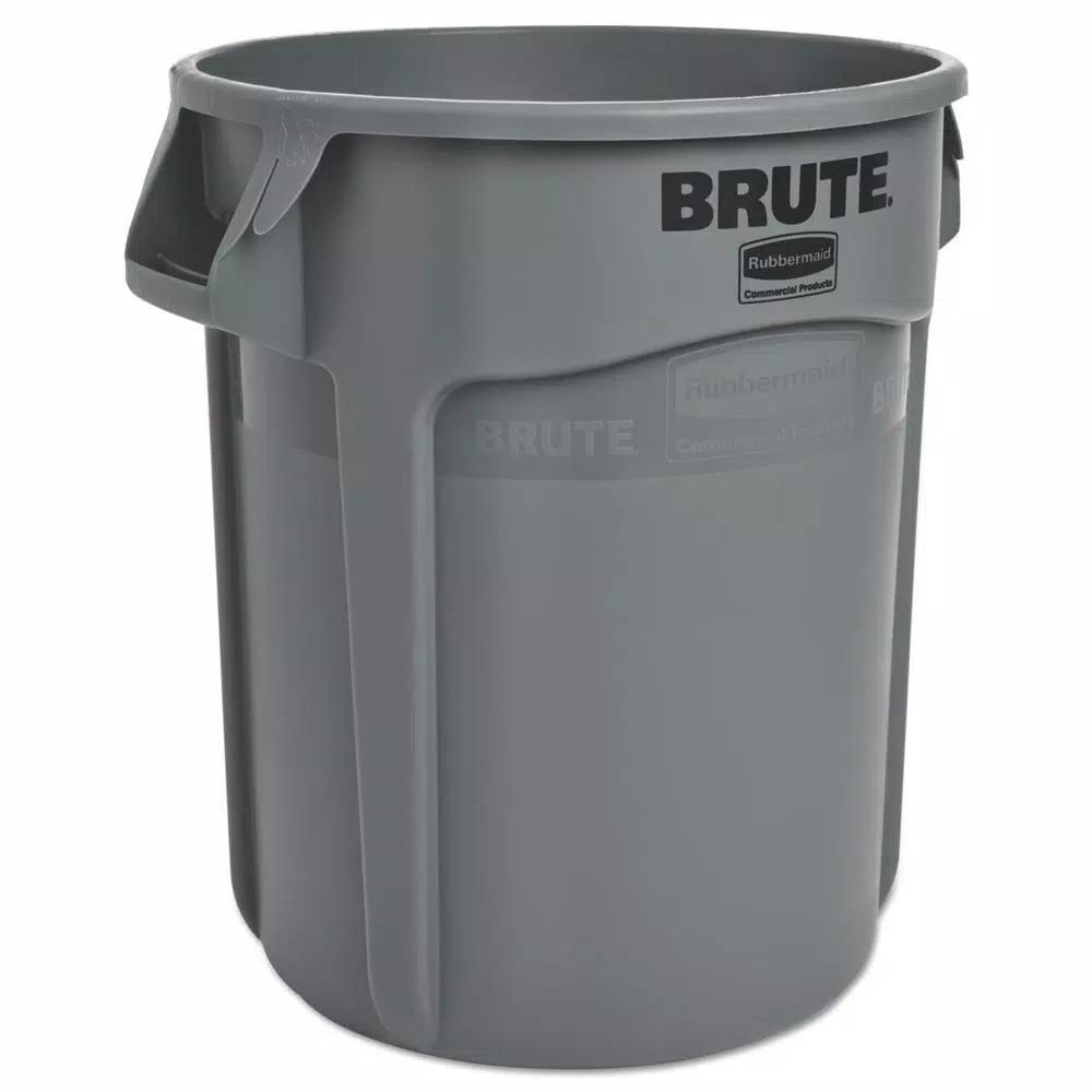 Rubbermaid Commercial Products 20 Gallon Gray Plastic Round Brute Trash Can, Heavy Duty Commercial Waste Container