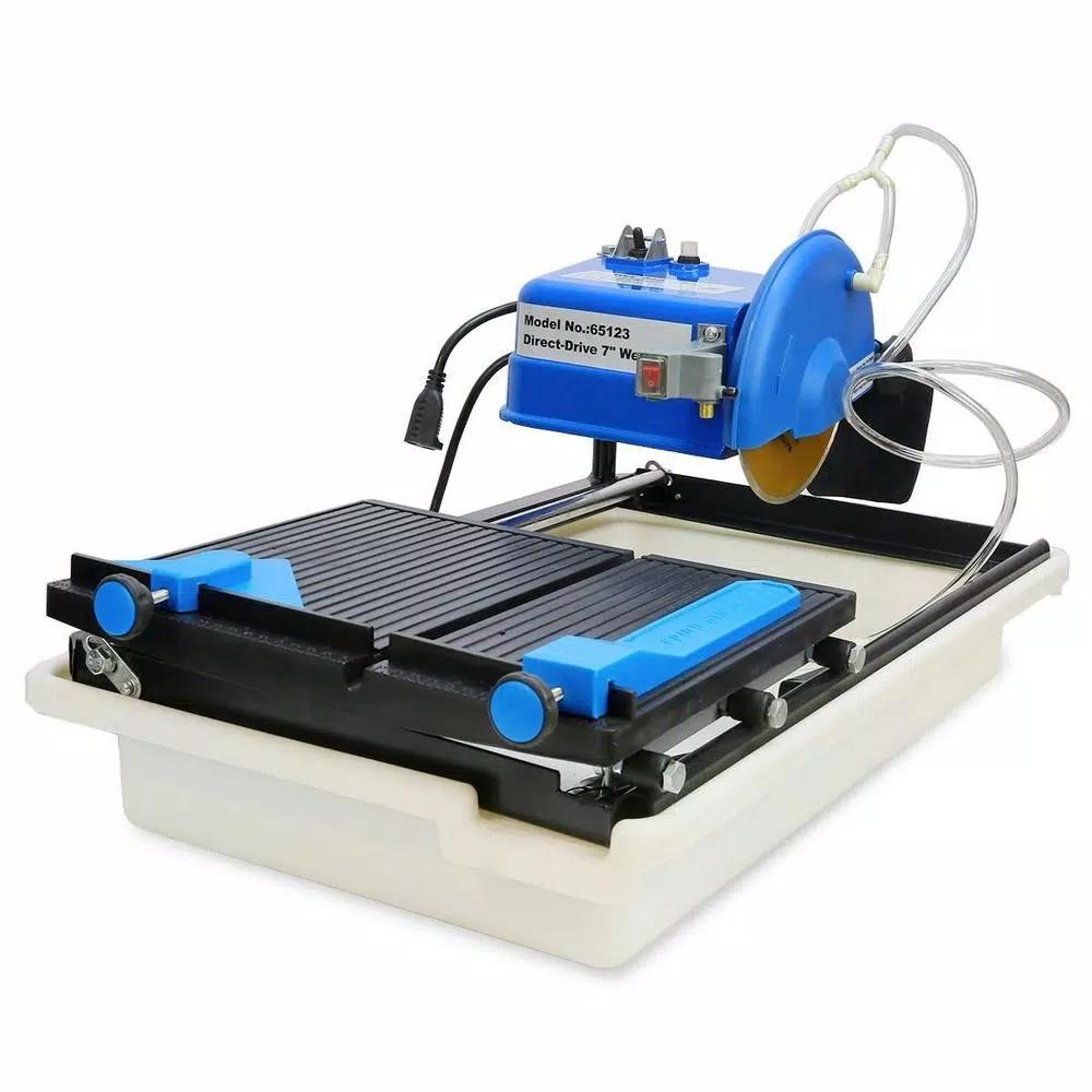 Stark 7 in. Corded Ceramic Wet Tile Saw with Stand, 3/4 HP, 3450 rpm