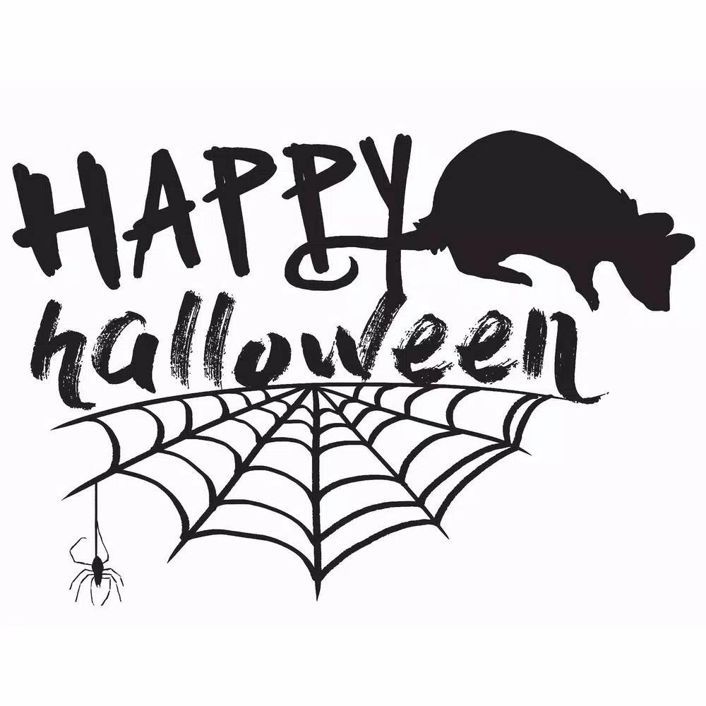 WallPops Happy Halloween Wall Quote Decals - 6 Piece Spider Web and Rat Set