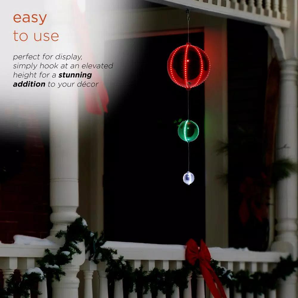 Alpine Corporation 3-Tier Hanging Christmas Ornaments with Chasing LED Lights, Indoor/Outdoor