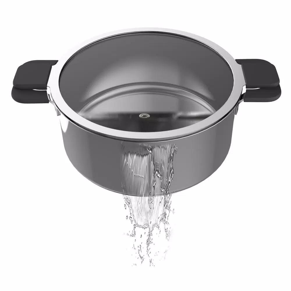 Ozeri 6-Piece Stainless Steel Induction Cookware Set with Patent-Pending Hands-Free Straining Glass Lids