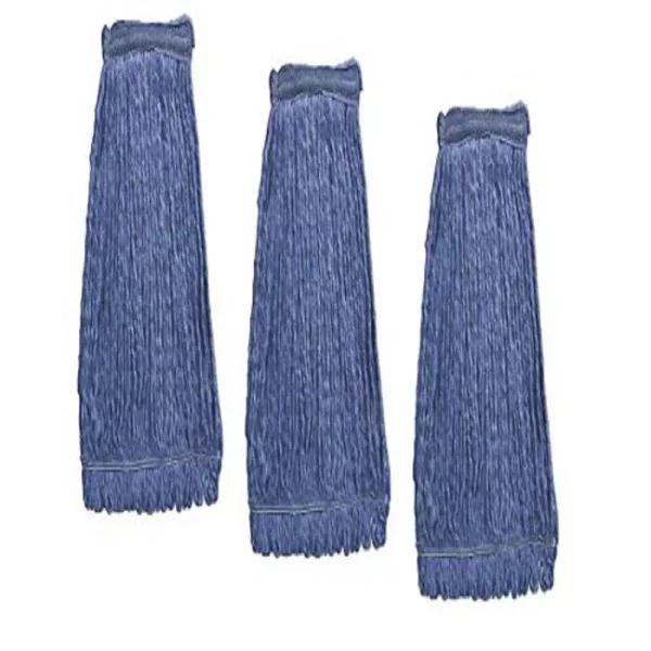 Kleen Handler Heavy Duty Commercial String Mop Refill, Blue Cotton Looped End, 3-Pack