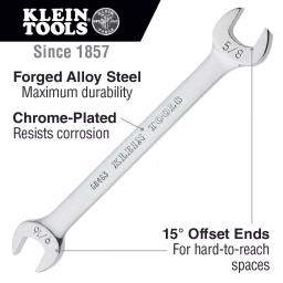 Klein Tools 5-Piece Open-End Wrench Set, Alloy Steel, Chrome-Plated thumbnail 2