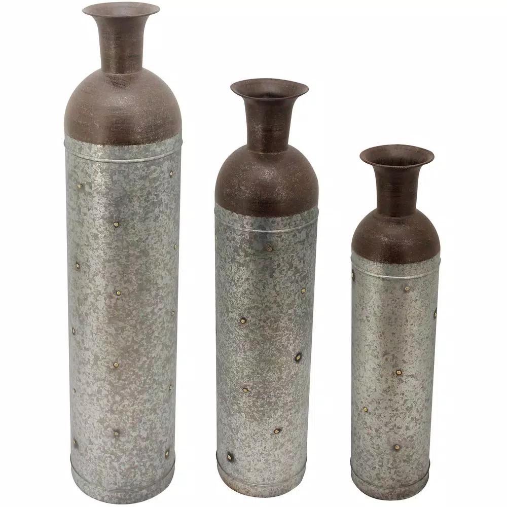 FirsTime & Co. Barnyard Lane Galvanized Metal Floor Vase Set of 3
