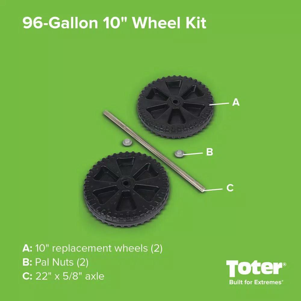 Toter Replacement Wheel Kit for 96 Gallon Two-Wheel Trash Cans