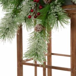 Glitzhome Brown Christmas Farmhouse Wood and Metal Lantern Set of 2 thumbnail 7