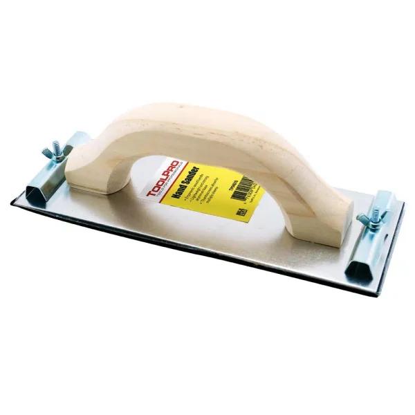 ToolPro Drywall Hand Sander with Ergonomic Wood Handle and Aluminum Base
