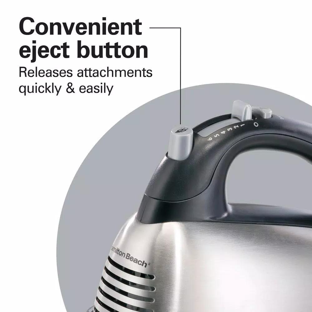 Hamilton Beach SoftScrape 6-Speed Stainless Steel Hand Mixer with Snap-On Storage Case