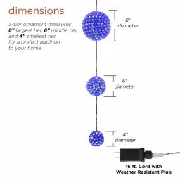 Alpine Corporation 37 in. 3-Tier Hanging Christmas Ornament with 350 Blue and White Chasing LED Lights thumbnail 3