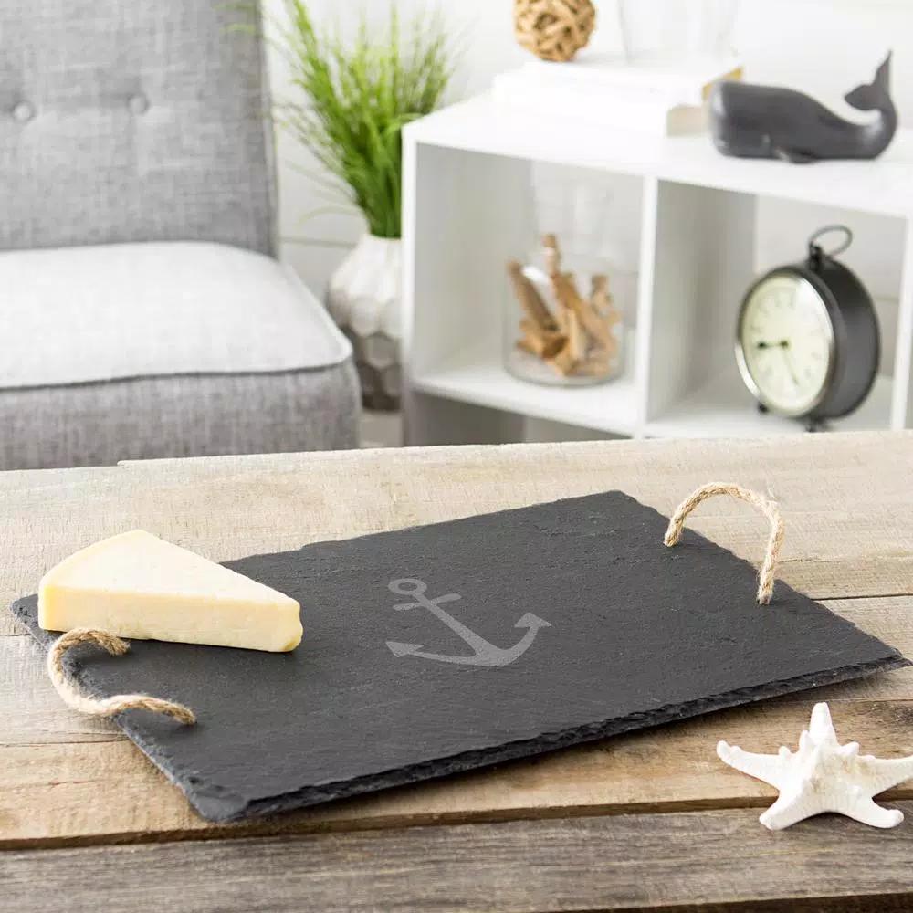Cathy's Concepts Anchor Slate Serving Tray with Hemp Handles and Soapstone Chalk