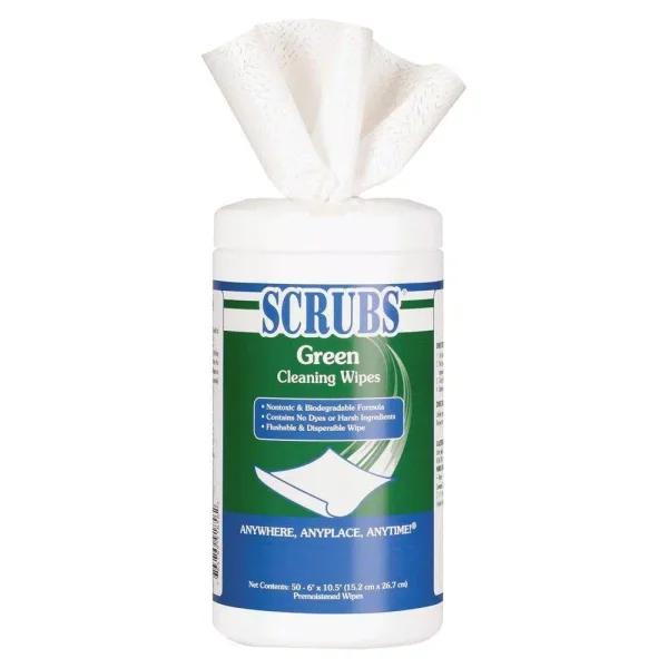 SCRUBS Green Cleaning Wipes, 18.5 oz. - Non-Toxic, Fragrance-Free, Flushable Cleaning Wipes