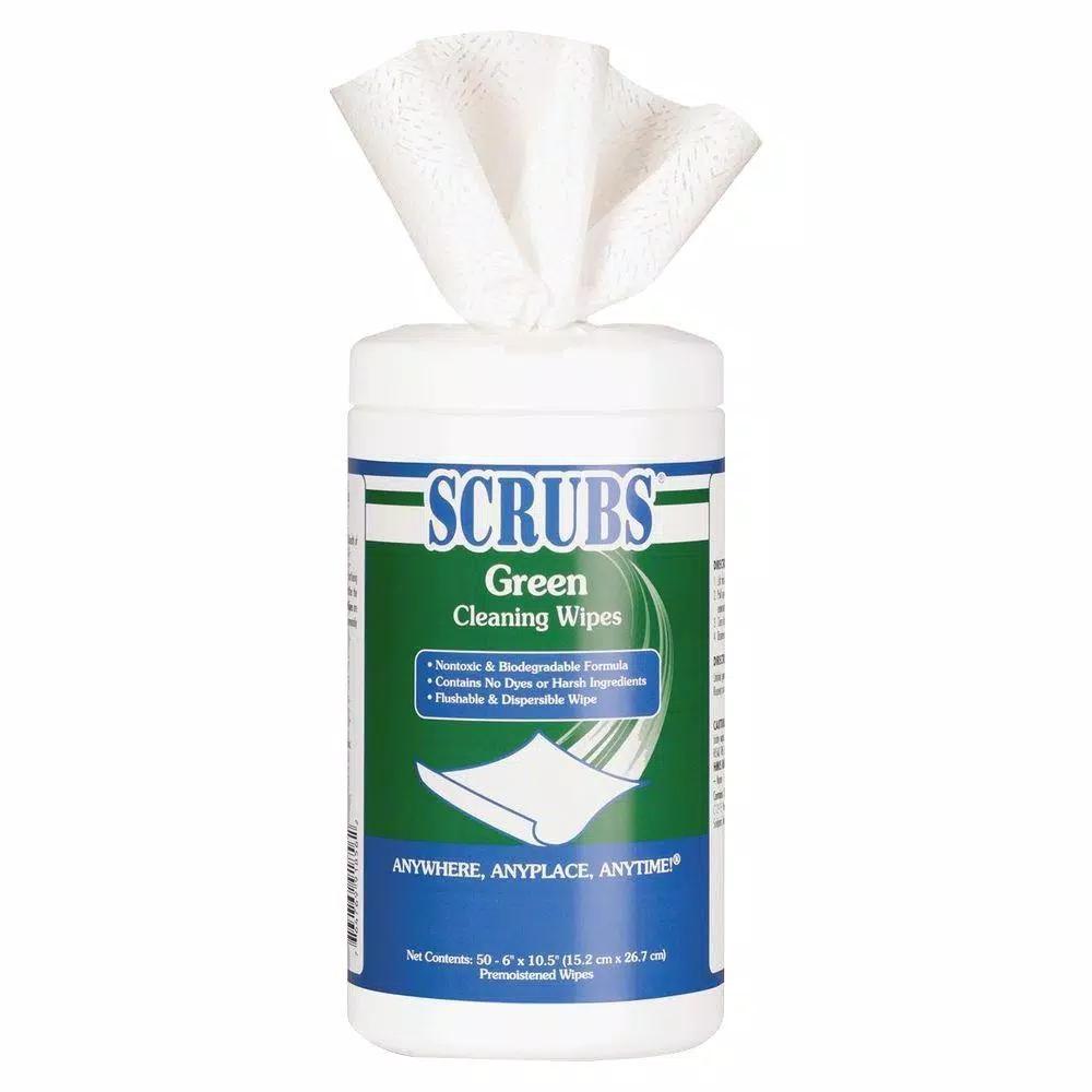 SCRUBS Green Cleaning Wipes, 18.5 oz. - Non-Toxic, Fragrance-Free, Flushable Cleaning Wipes