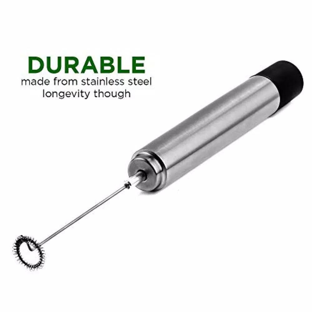 Ovente Stainless Steel Handheld Milk Frother and Electric Beverage Mixer, Silver