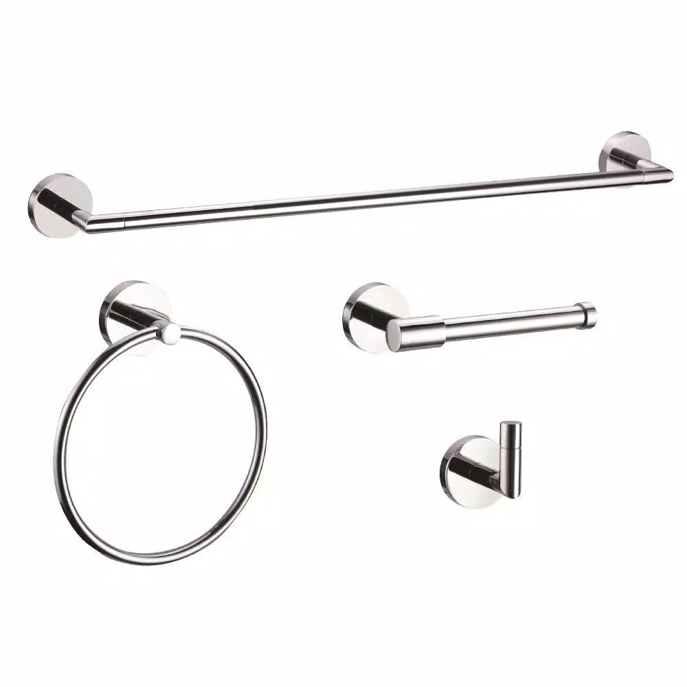 Design House Graz 4-Piece Bathroom Hardware Accessory Kit, Polished Chrome