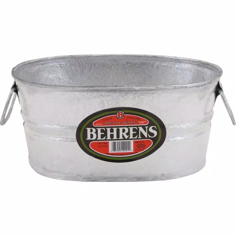 Behrens 1 Gal. Hot Dipped Galvanized Steel Oval Tub with Wire Handles
