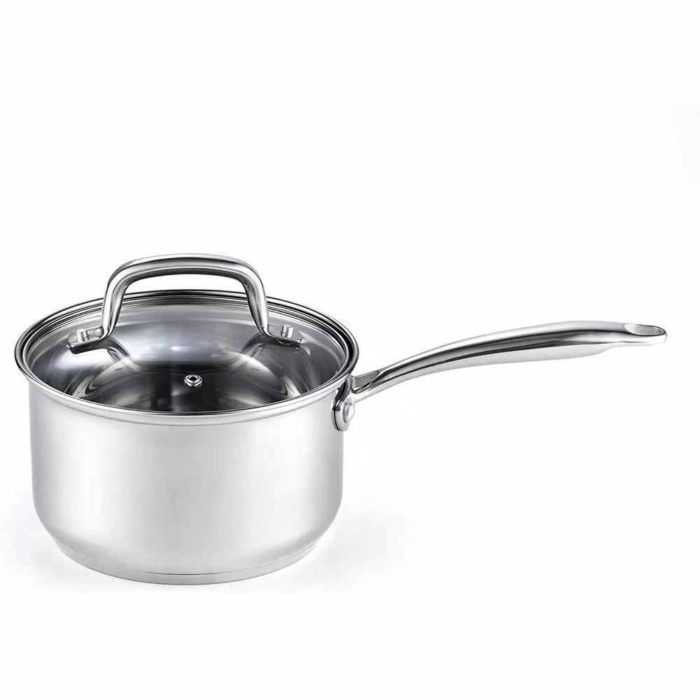 Cook N Home 3 qt. Stainless Steel Saucepan with Tempered Glass Lid