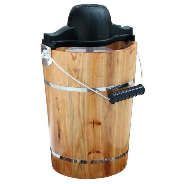 AmeriHome 6 Qt. Old Fashioned Ice Cream Maker with Pine Tub, Ice Crusher, and Mixing Paddle