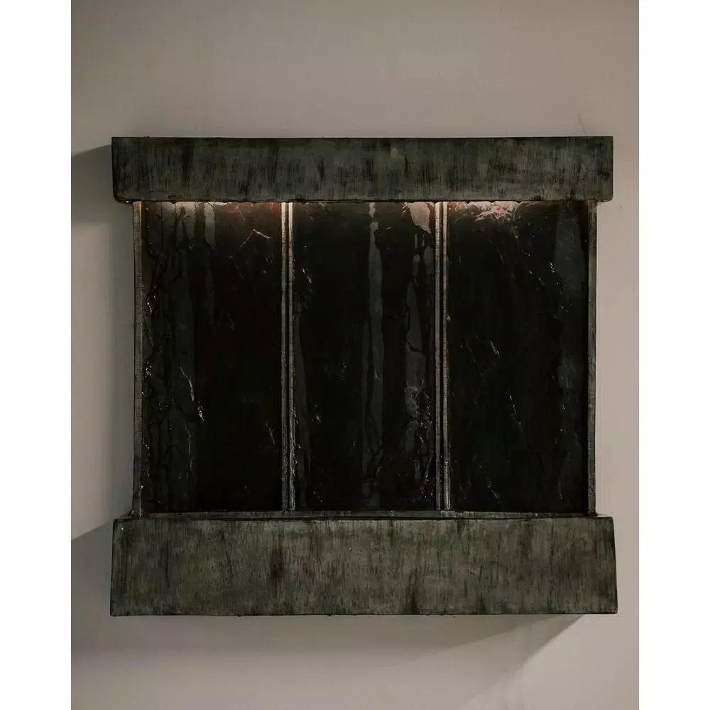 Unbranded XBrand 29 in. Natural Grey Polyresin Wall Fountain with LED Light Belt for Indoor/Outdoor Use