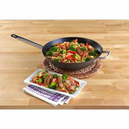 IMUSA 14 in. Light Cast Iron Pre-Seasoned Wok with Helper Handle thumbnail 2
