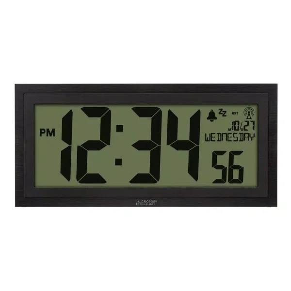 La Crosse Technology 15 in. Extra-Large Textured Atomic Digital Clock - Black, Wall or Tabletop