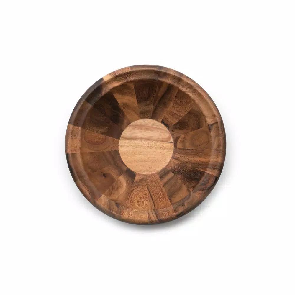 Ironwood Gourmet Large Salinas Acacia Wood Salad Bowl, 12-inch Round Serving Bowl