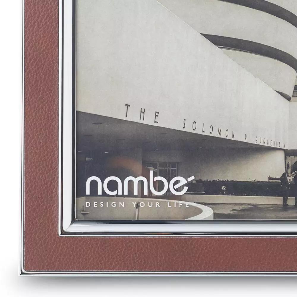 Nambe Novara Metal and Genuine Leather Picture Frame, 8 x 10, Silver