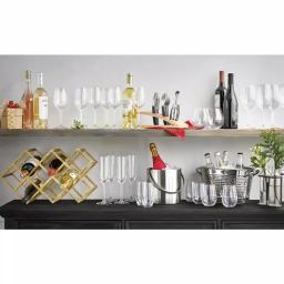 DANYA B Sparkling Gold Iron 9-Bottle Wine Rack - Modern Tabletop Storage thumbnail 2