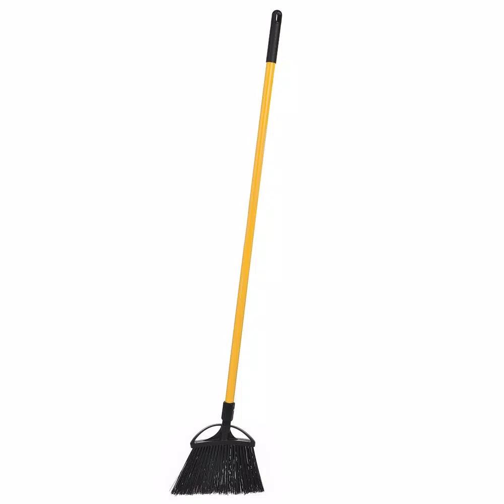 Alpine Industries 10 in. Black Outdoor Angle Broom with Fiberglass Handle
