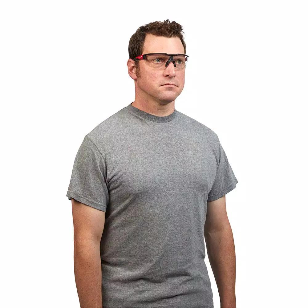 Milwaukee Safety Glasses with Clear Lenses and Corded Red Reusable Earplugs, 4-Piece Set