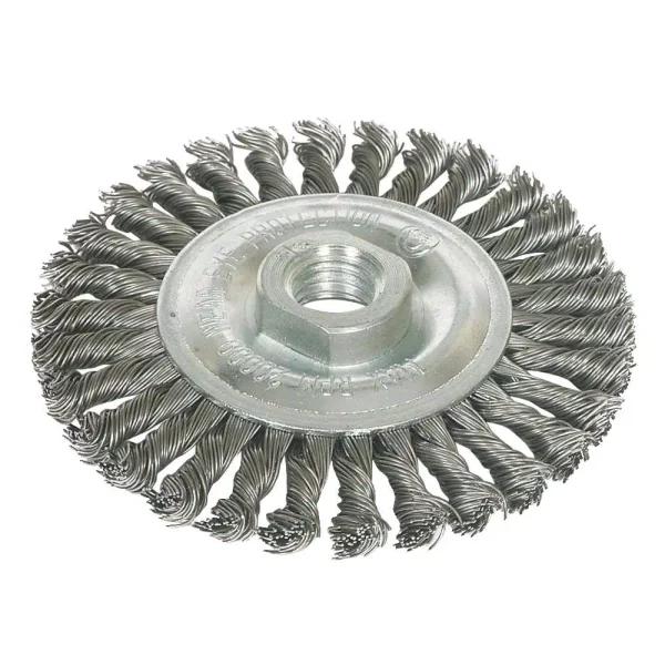 Robtec 6 in. Stringer Bead Twisted Steel Wire Wheel Brush, 5/8"-11 Threaded Arbor