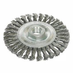 Robtec 6 in. Stringer Bead Twisted Steel Wire Wheel Brush, 5/8"-11 Threaded Arbor thumbnail 1