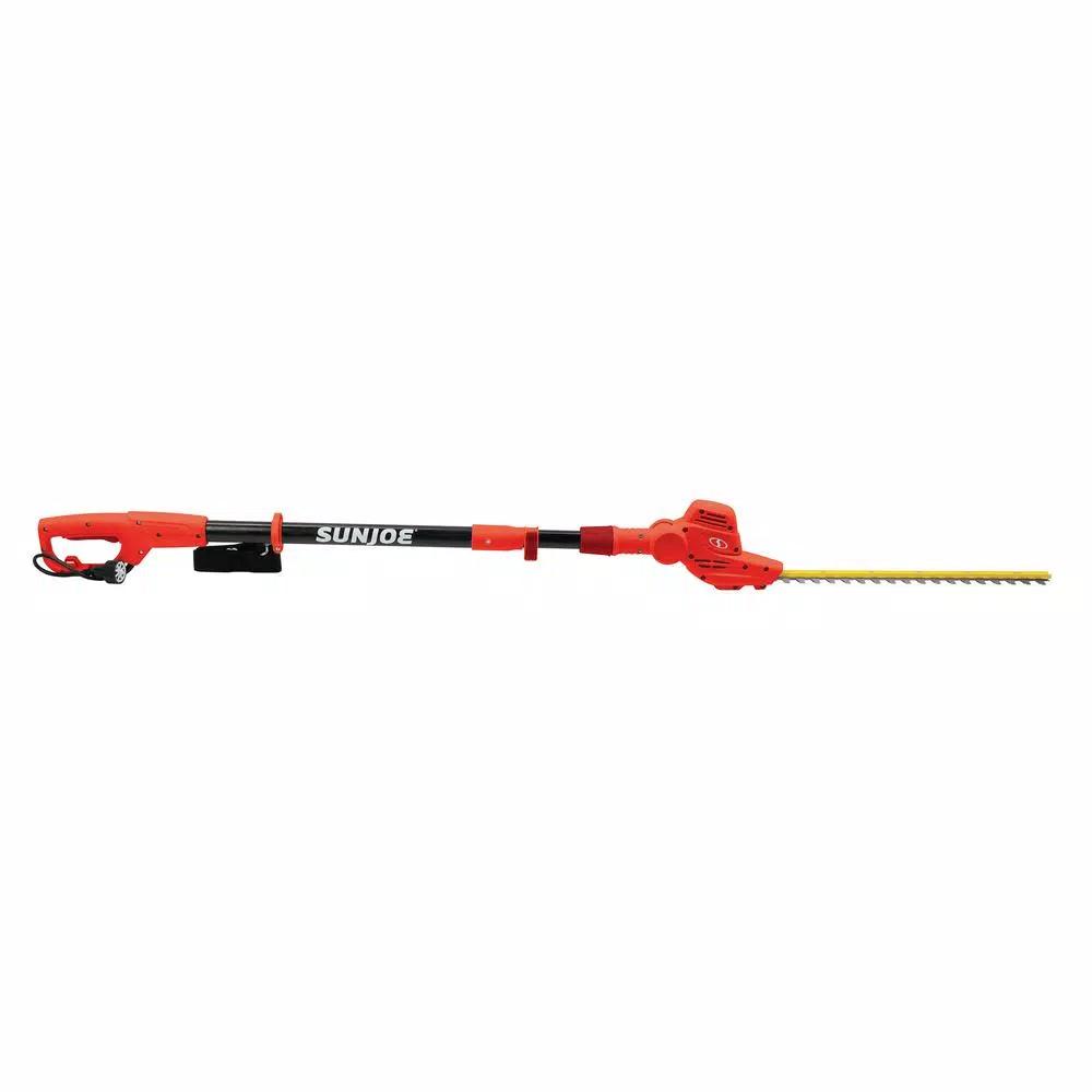 Sun Joe 18 in. Electric Telescoping Pole Hedge Trimmer, 3.8 Amp, Red
