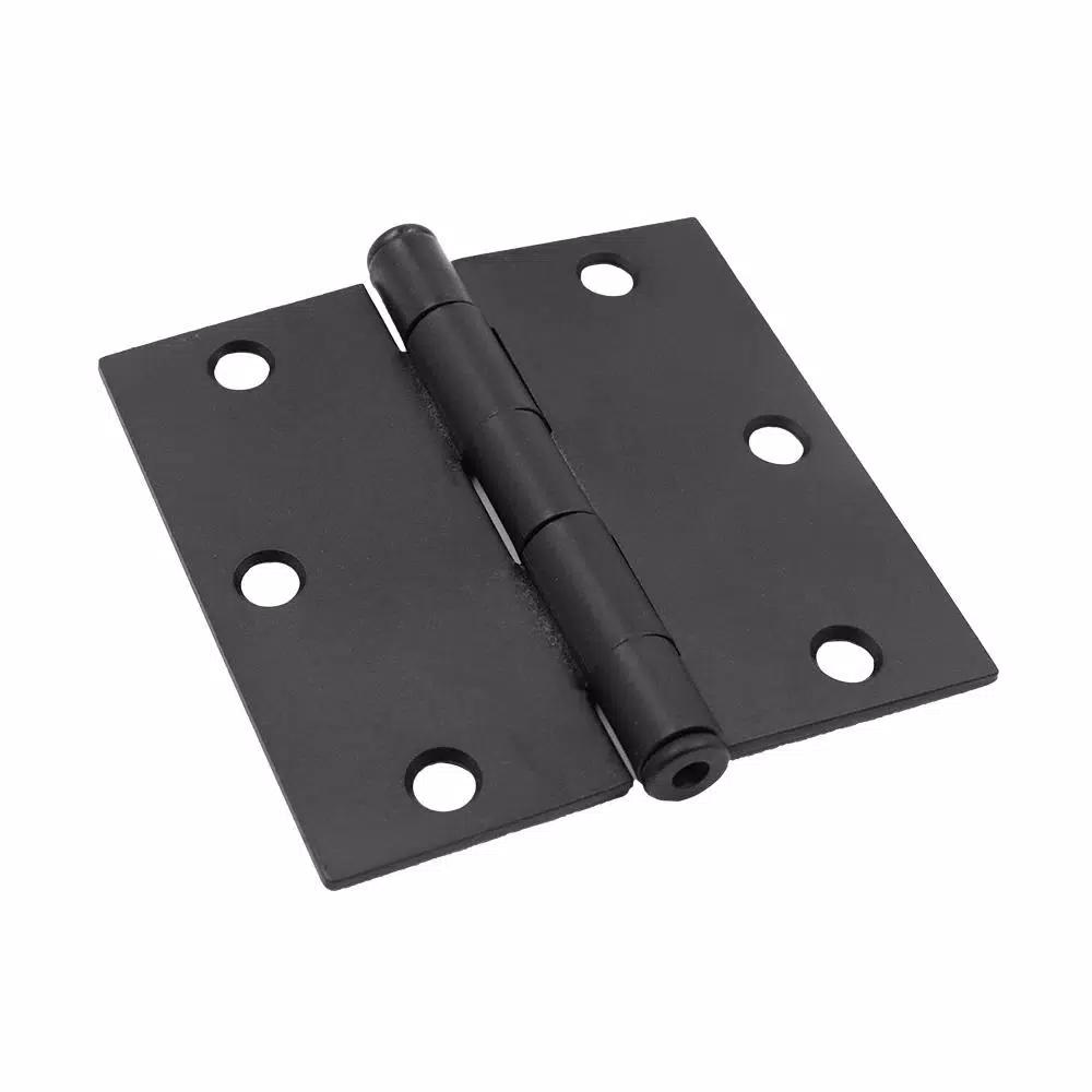 Everbilt 3-1/2 in. Matte Black Square Corner Smooth Action Door Hinge, 3-Pack
