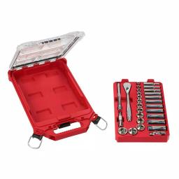 Milwaukee 60-Piece 3/8 in. Drive SAE & Metric Ratchet and Socket Set with PACKOUT Organizers thumbnail 9