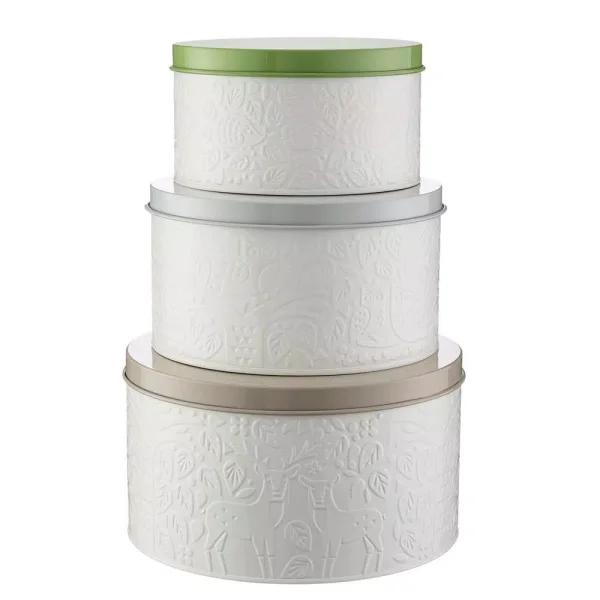 Mason Cash In the Forest Coated-Steel Cake Tin Set with Lids, 3-Piece Nesting Set