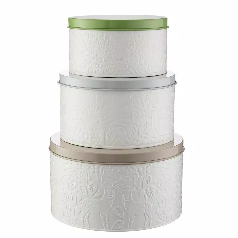 Mason Cash In the Forest Coated-Steel Cake Tin Set with Lids, 3-Piece Nesting Set