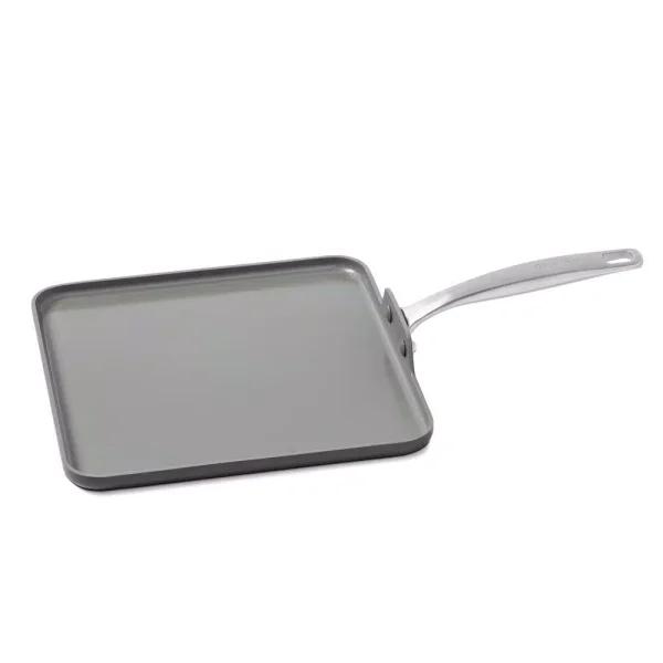 GreenPan Chatham 11 in. Hard-Anodized Aluminum Ceramic Nonstick Square Griddle, Gray