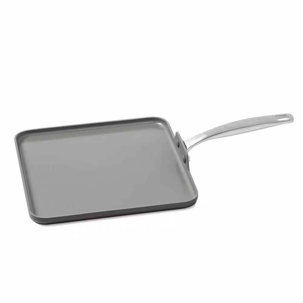 GreenPan Chatham 11 in. Hard-Anodized Aluminum Ceramic Nonstick Square Griddle, Gray