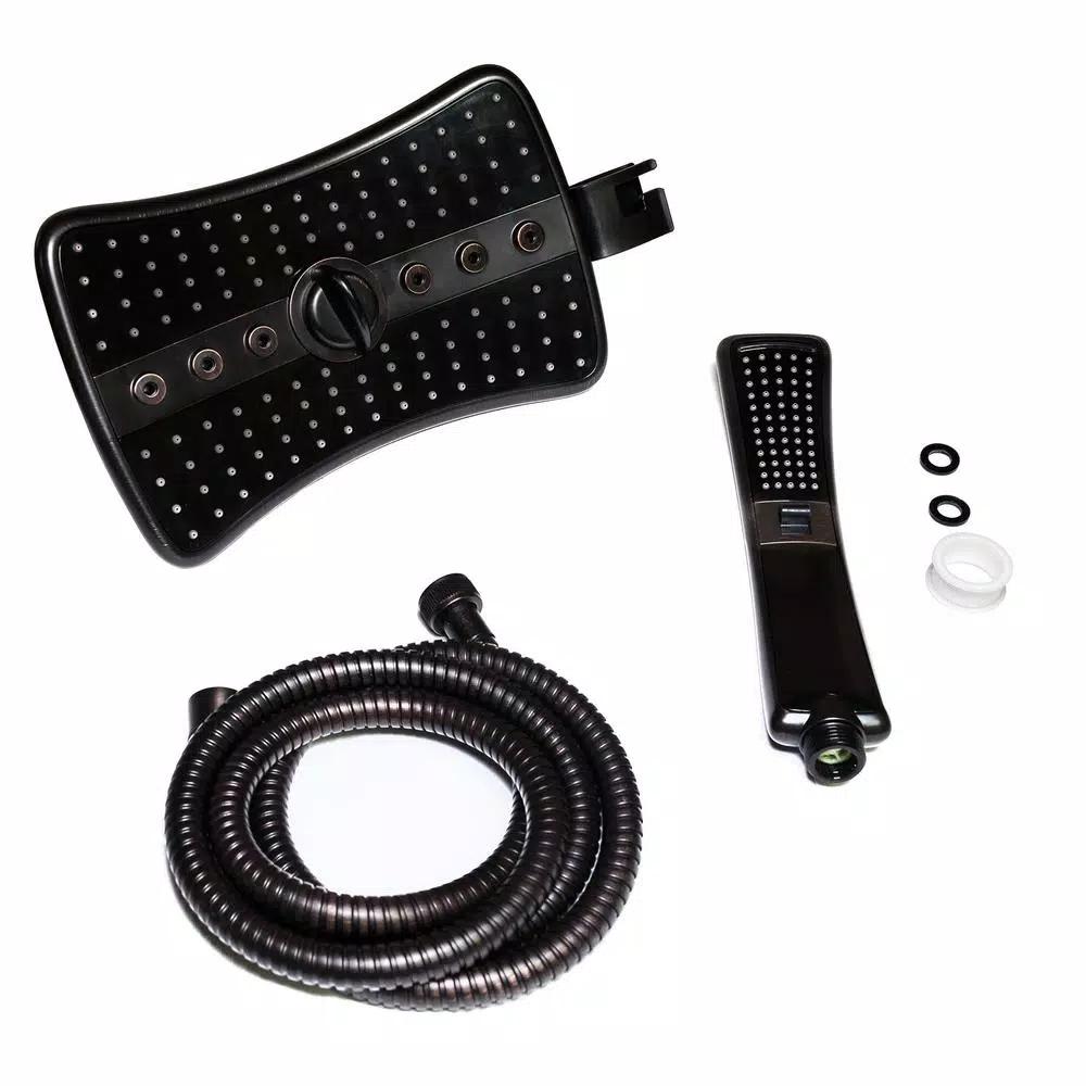 AKDY 9 in. Dual Shower Head and Handheld Wand Combo, 4 Spray Modes, Antique Bronze