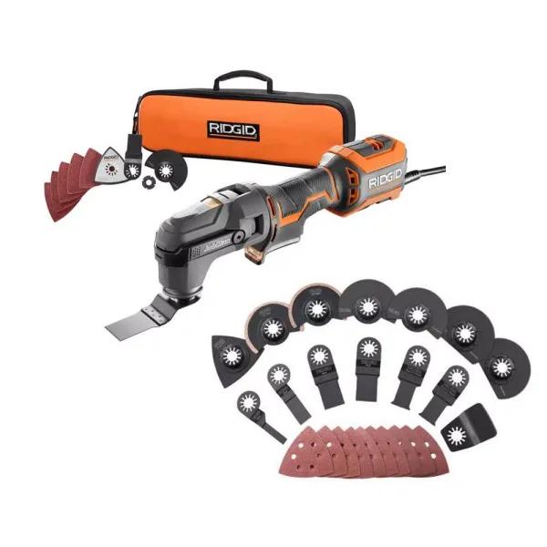 RIDGID 4 Amp Corded JobMax Multi-Tool Kit with 14-Piece Oscillating Blade Accessory Set