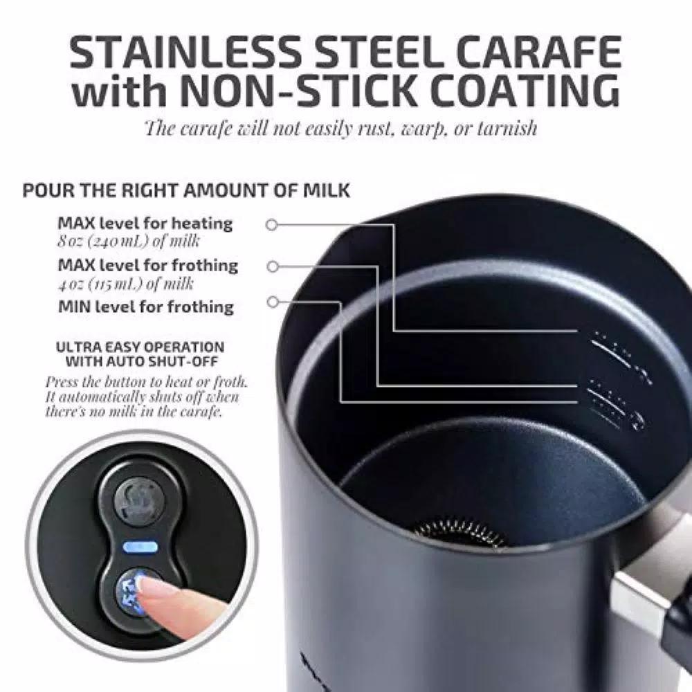 Oventes FR3608 Deluxe Electric Milk Frother and Steamer, 8 oz, Black